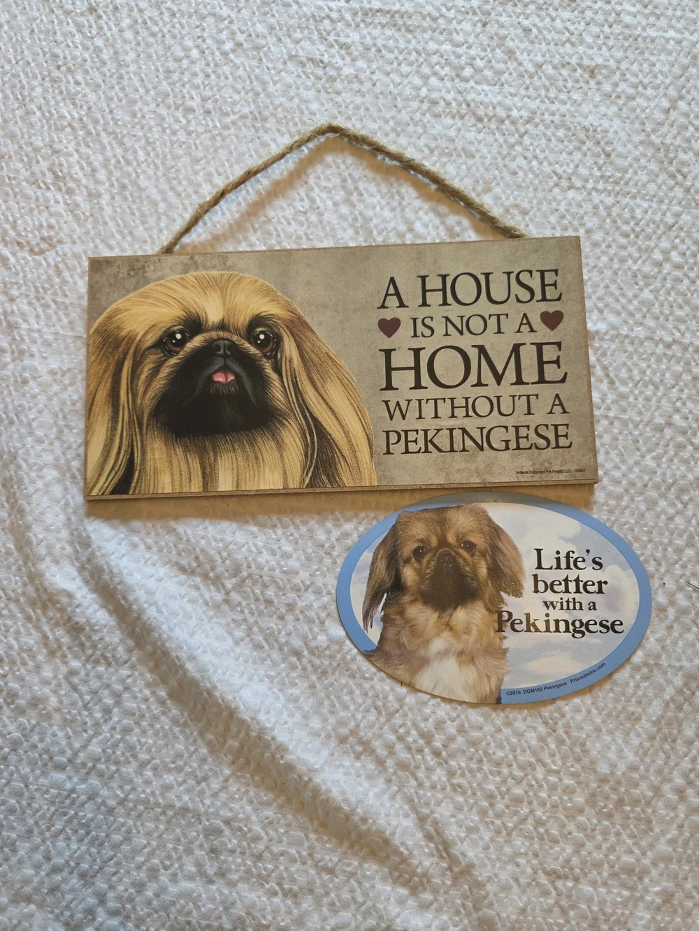 Tan and Brown Pekingese Wall Sign And Magnet.